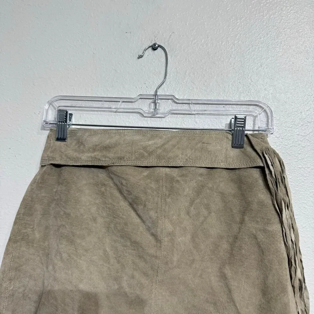 Limited Too Cream Suede Leather Mini Skirt Sz 12 Y2K